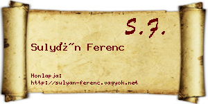 Sulyán Ferenc névjegykártya