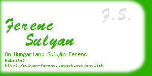 ferenc sulyan business card